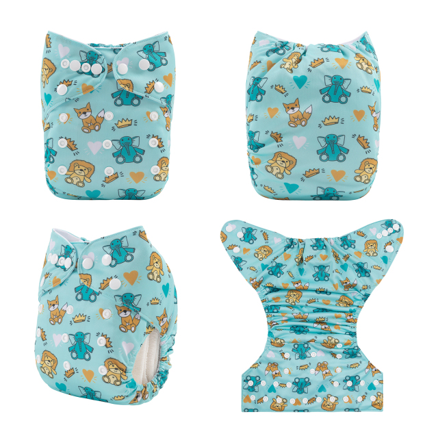 ALVABABY One Size Positioning Printed Cloth Diaper-Animals(YDP142A)