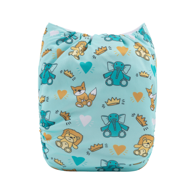 ALVABABY One Size Positioning Printed Cloth Diaper-Animals(YDP142A)