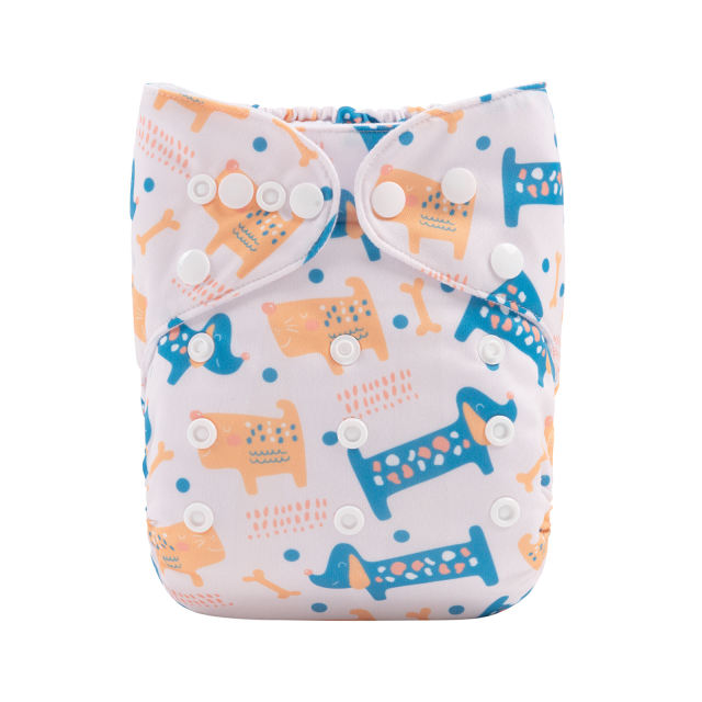 ALVABABY One Size Positioning Printed Cloth Diaper-Dogs(YDP139A)