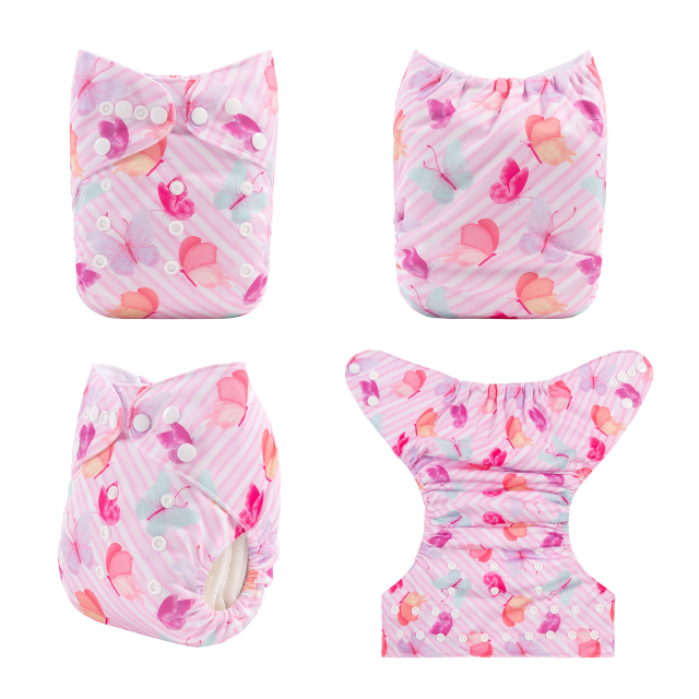 ALVABABY One Size Positioning Printed Cloth Diaper-Butterfly(YDP141A)