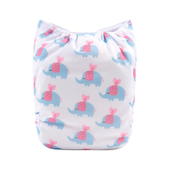 ALVABABY One Size Positioning Printed Cloth Diaper-Elephants(YDP143A)