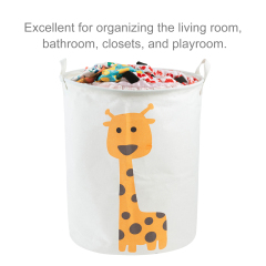 ALVABABY Collapsible Storage basket with Durable Handle, Round Cotton Linen Waterproof Storage Bin (SN-Y11A)