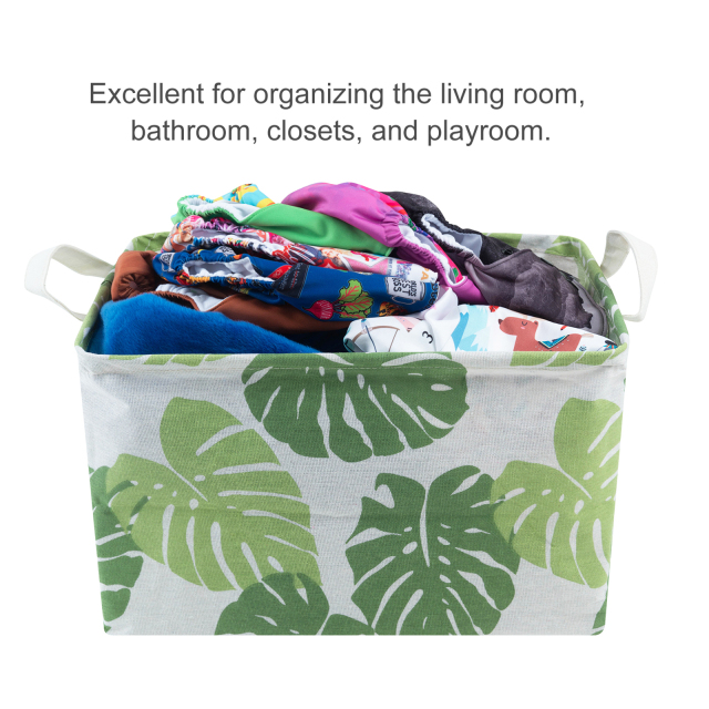 ALVABABY Collapsible Storage basket with Durable Handle, Rectangular Cotton Linen Waterproof Storage Bin (SN-F12A)