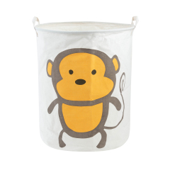 ALVABABY Collapsible Storage basket with Durable Handle, Round Cotton Linen Waterproof Storage Bin (SN-Y09A)