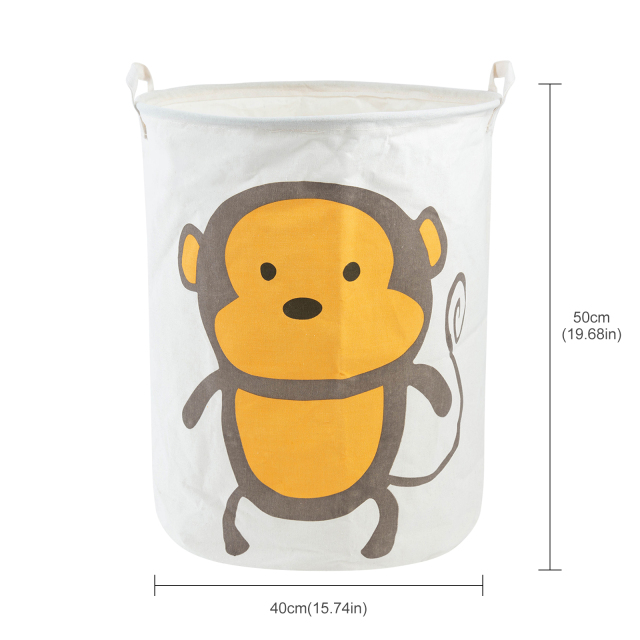 ALVABABY Collapsible Storage basket with Durable Handle, Round Cotton Linen Waterproof Storage Bin (SN-Y09A)