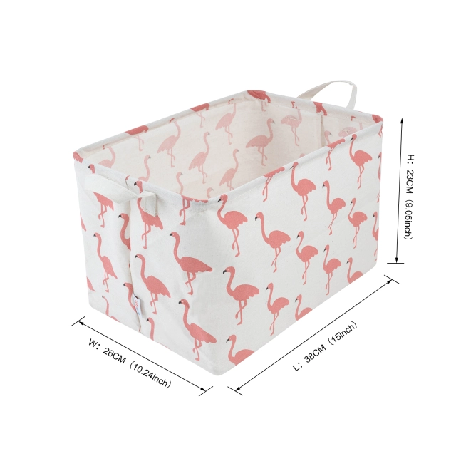 ALVABABY Collapsible Storage basket with Durable Handle, Rectangular Cotton Linen Waterproof Storage Bin (SN-F13A)