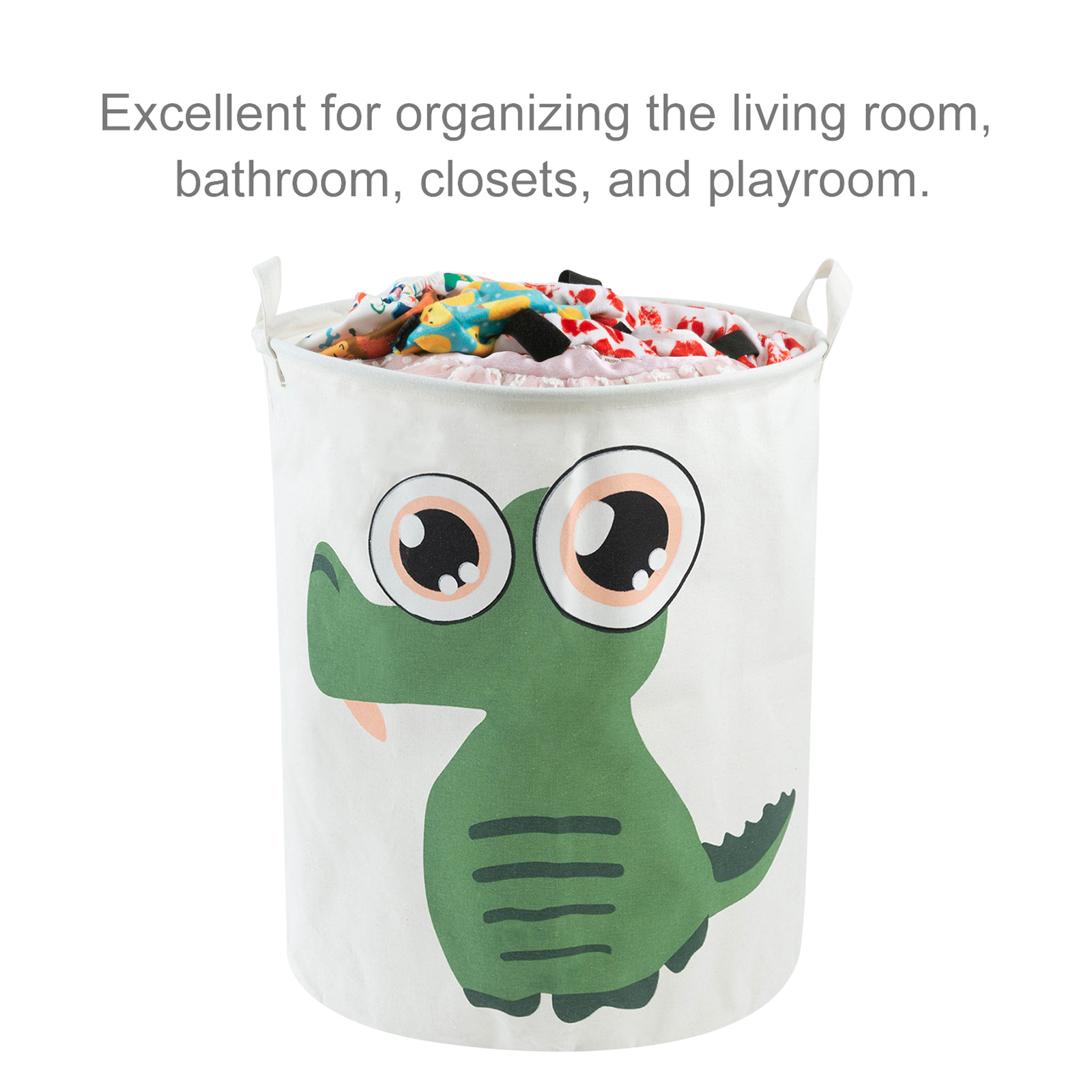 ALVABABY Collapsible Storage basket with Durable Handle, Round Cotton Linen Waterproof Storage Bin (SN-Y12A)