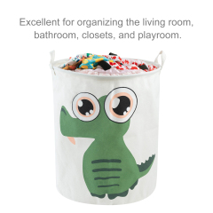 ALVABABY Collapsible Storage basket with Durable Handle, Round Cotton Linen Waterproof Storage Bin (SN-Y12A)