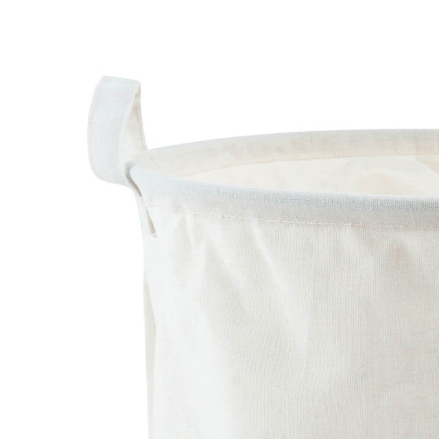 ALVABABY Collapsible Storage basket with Durable Handle, Round Cotton Linen Waterproof Storage Bin (SN-Y12A)