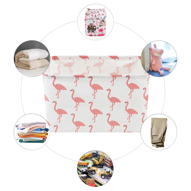 ALVABABY Collapsible Storage basket with Durable Handle, Rectangular Cotton Linen Waterproof Storage Bin (SN-F13A)