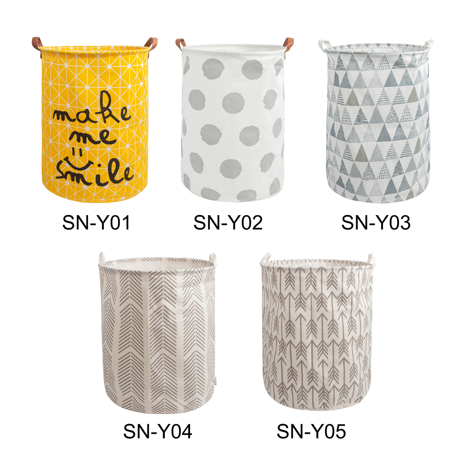 (Multi-Packs) ALVABABY Collapsible Storage basket with Durable Handle, Round Cotton Linen Waterproof Storage Bin