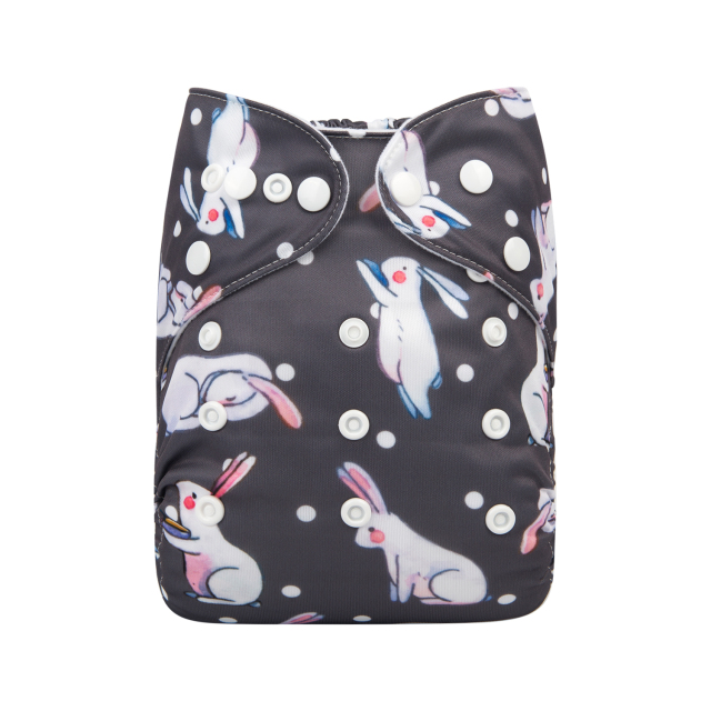 ALVABABY One Size Print Pocket Cloth Diaper -Rabbit （NK39A）