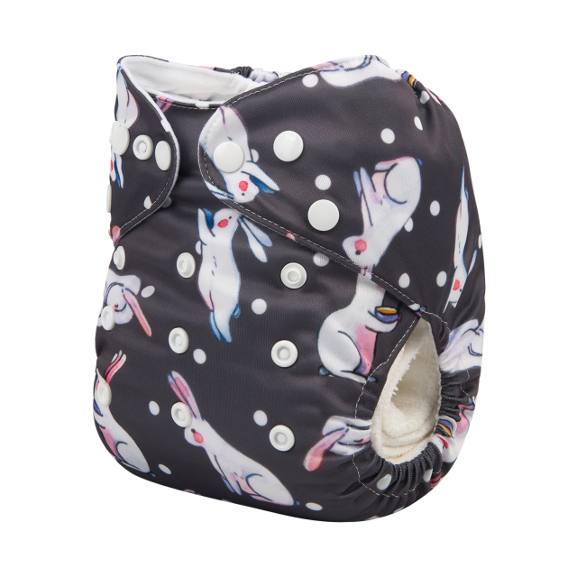 ALVABABY One Size Print Pocket Cloth Diaper -Rabbit （NK39A）