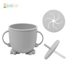 (8 colors) ALVABABY Silicone Training Cup Snack Cup Straw Cup