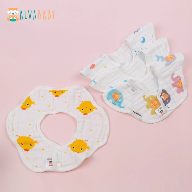 (All packs) Cotton Muslin 360º Rotate Soft Cotton Baby Bibs