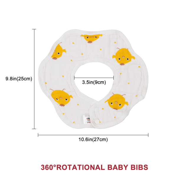 (All packs) Cotton Muslin 360º Rotate Soft Cotton Baby Bibs