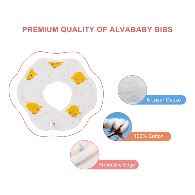 (All packs) Cotton Muslin 360º Rotate Soft Cotton Baby Bibs