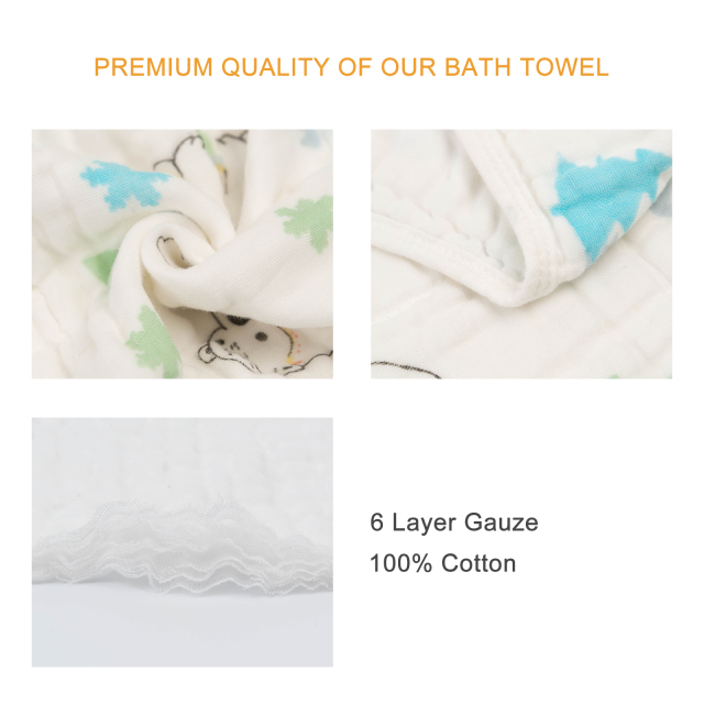 (6 patterns) Cotton Muslin Baby Bath Towel
