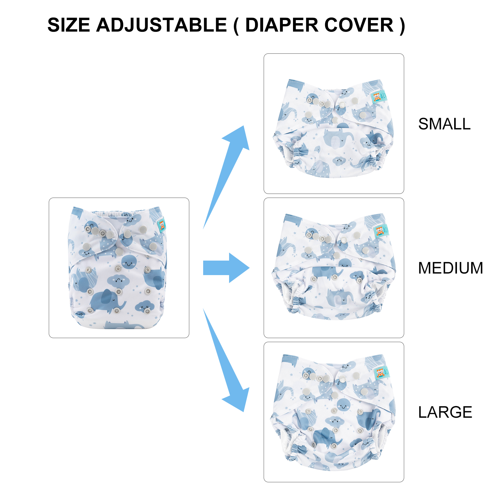Reusable Cloth Diaper Cover with Snap Closure Cloth Diaper Shell for Prefold Flat or Fitted Diaper Inserts -(DC-H396)