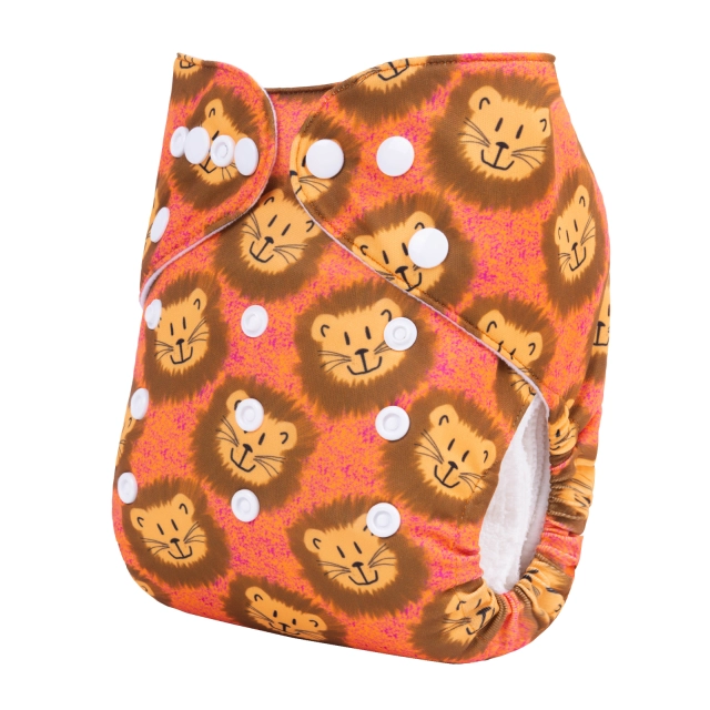 ALVABABY One Size Positioning Printed Cloth Diaper-lion(YDP146A)