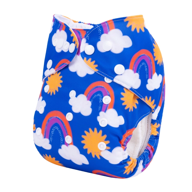 ALVABABY One Size Positioning Printed Cloth Diaper-Rainbow(YDP148A)
