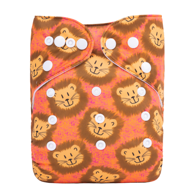 ALVABABY One Size Positioning Printed Cloth Diaper-lion(YDP146A)