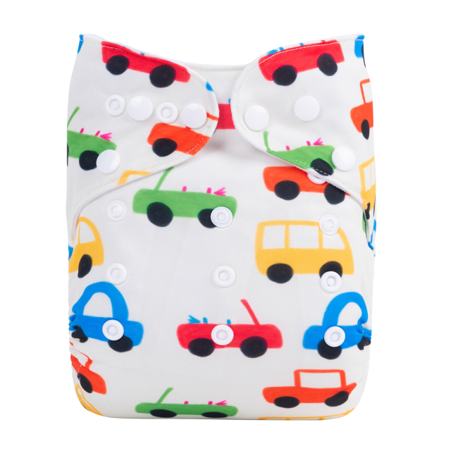 ALVABABY One Size Positioning Printed Cloth Diaper-Cars(YDP147A)