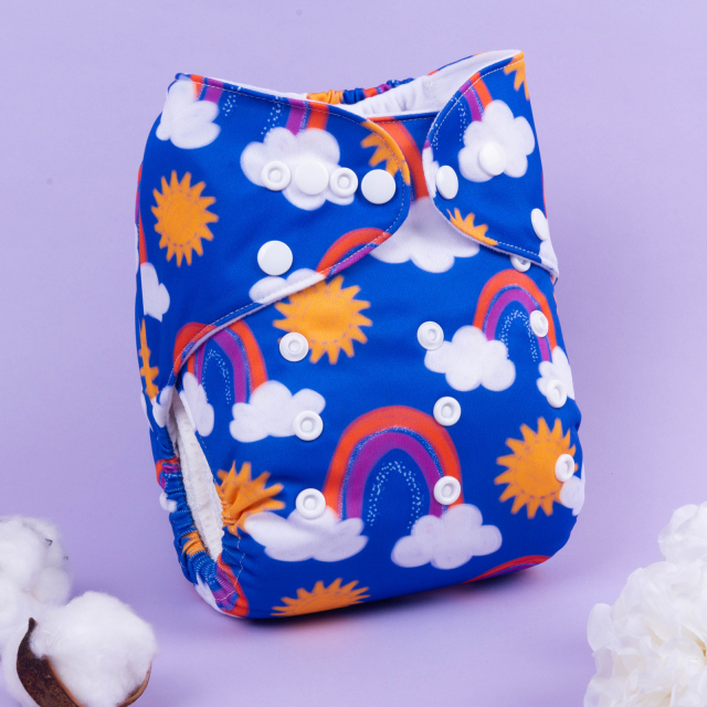 ALVABABY One Size Positioning Printed Cloth Diaper-Rainbow(YDP148A)