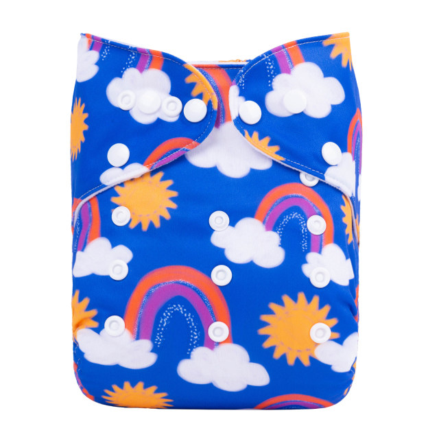 ALVABABY One Size Positioning Printed Cloth Diaper-Rainbow(YDP148A)