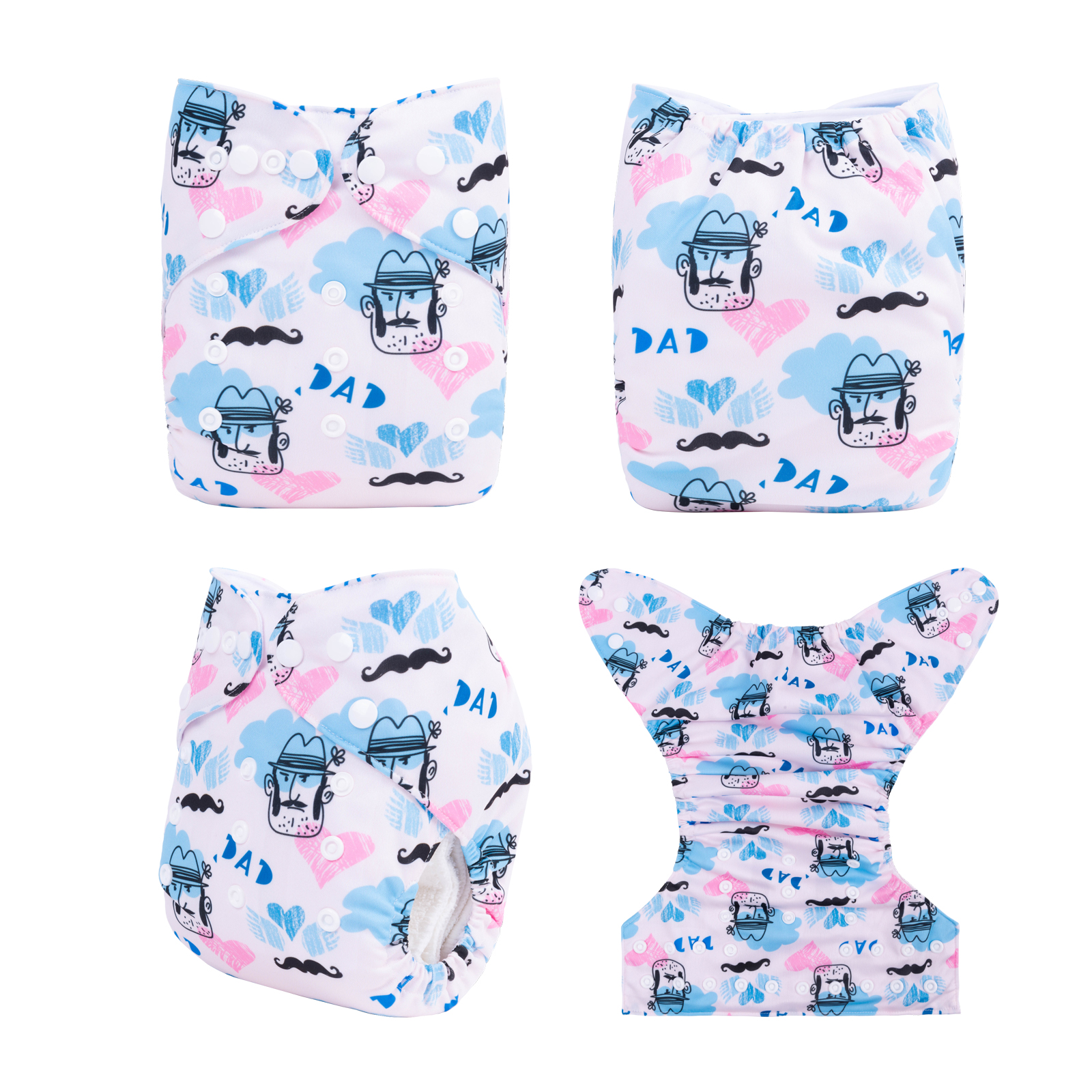ALVABABY Positioning Cloth Diaper - One Size Adjustable Washable & Reusable Diaper for Babies and Toddlers (Love Dad, YDP145A)