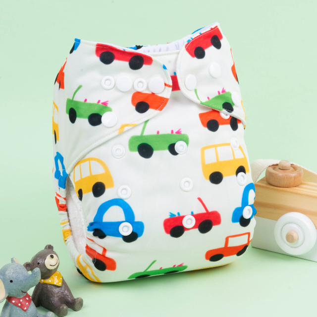 ALVABABY One Size Positioning Printed Cloth Diaper-Cars(YDP147A)