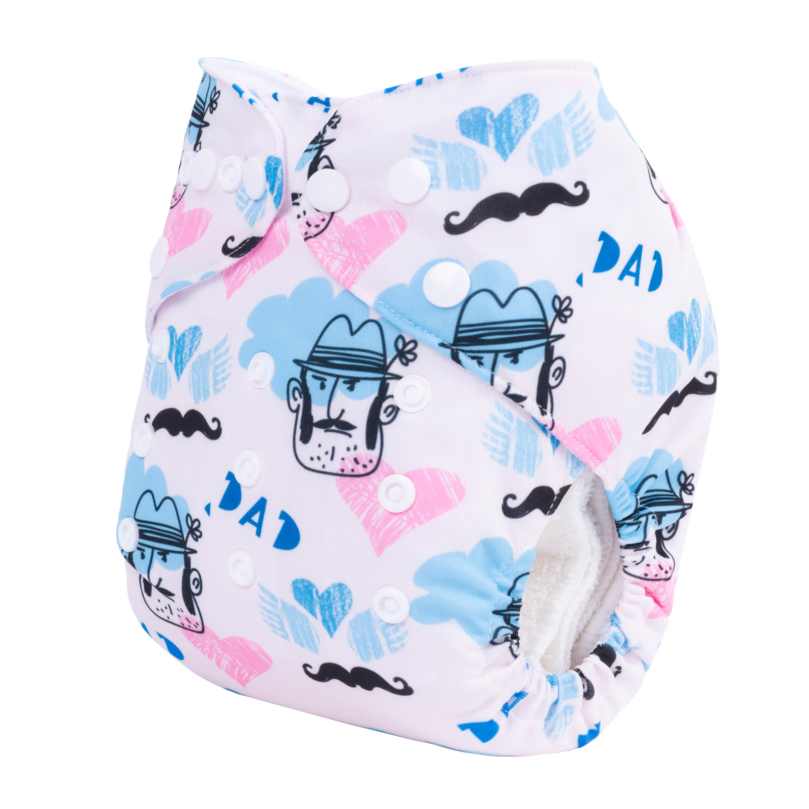 ALVABABY Positioning Cloth Diaper - One Size Adjustable Washable & Reusable Diaper for Babies and Toddlers (Love Dad, YDP145A)