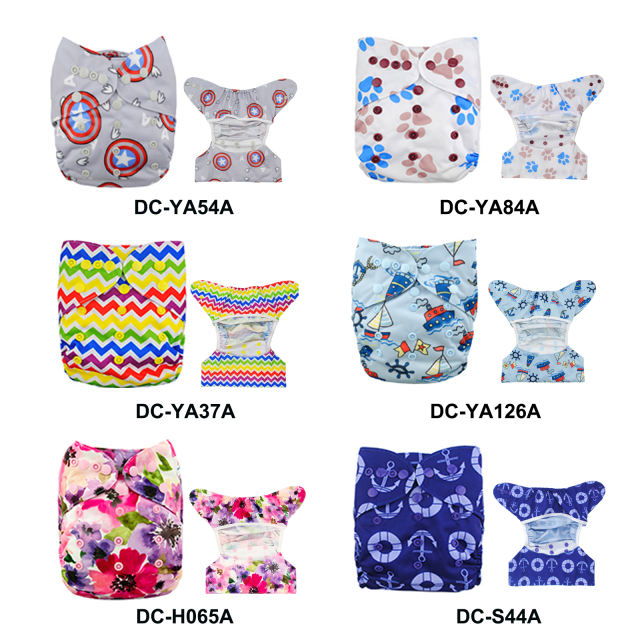 (Multi-Packs) Printed Diaper Cover(one size) with Double Gussets