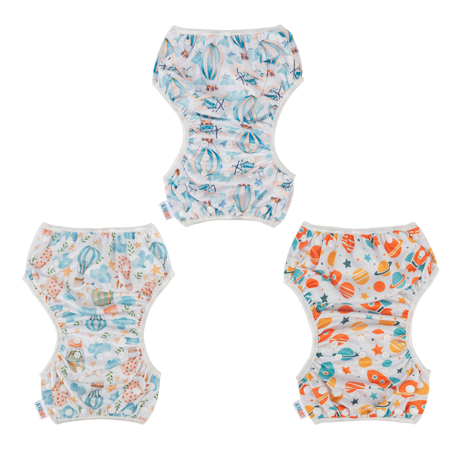 ALVABABY 3PCS Reusable Swim Diaper - Adjustable One Size Swimwear for Infants & Toddlers (3SW-WZ12)