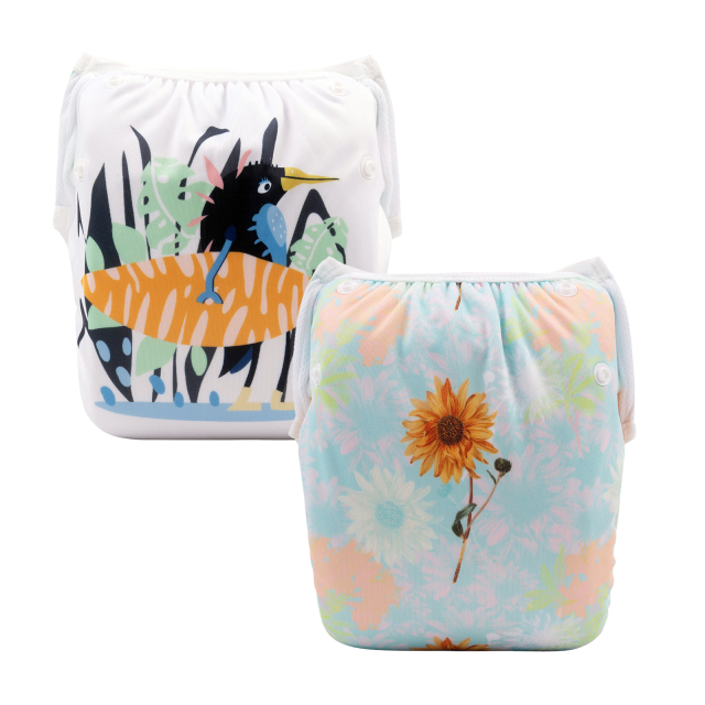 (All packs)ALVABABY 2PCS Printed Swim Diapers