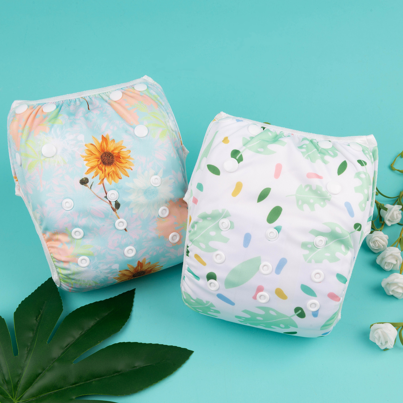 ALVABABY 2PCS Reusable Swim Diaper - Adjustable One Size Swimwear for Infants & Toddlers (2SW-WZ15)