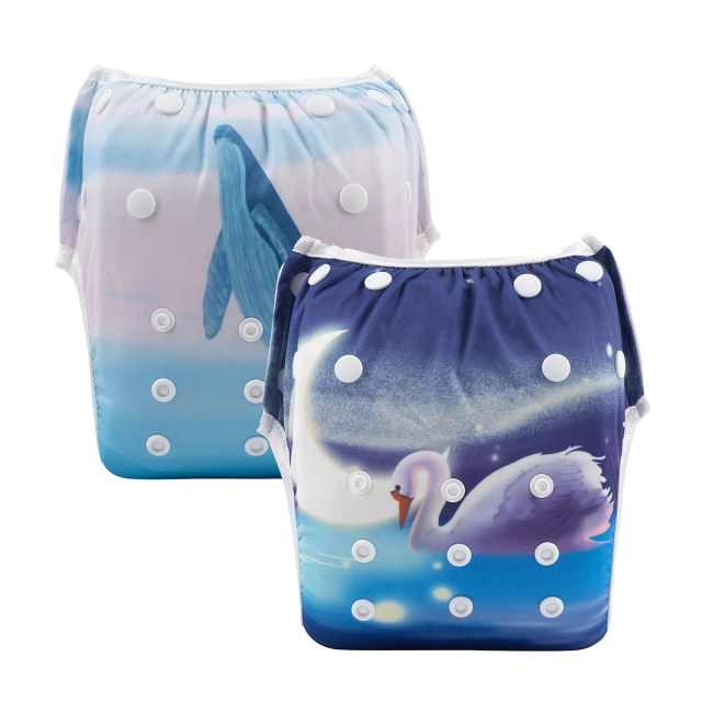 (All packs)ALVABABY 2PCS Printed Swim Diapers