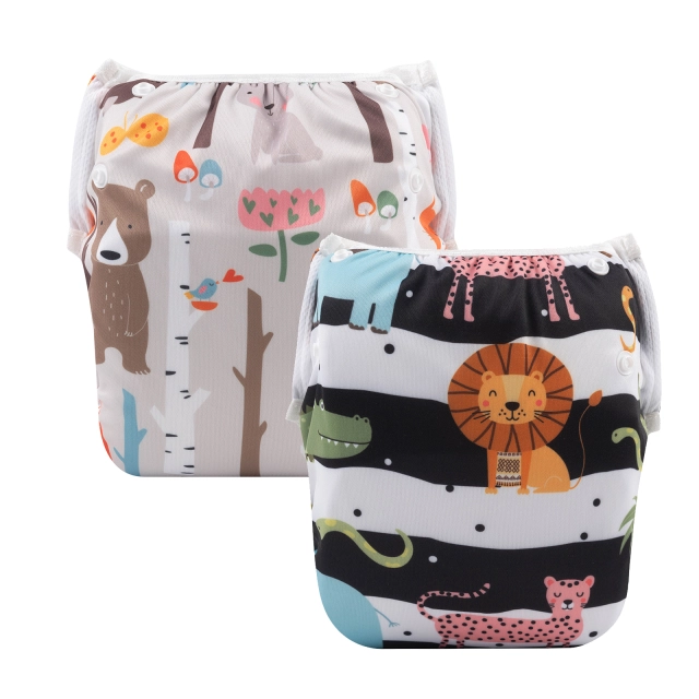 (All packs)ALVABABY 2PCS Printed Swim Diapers