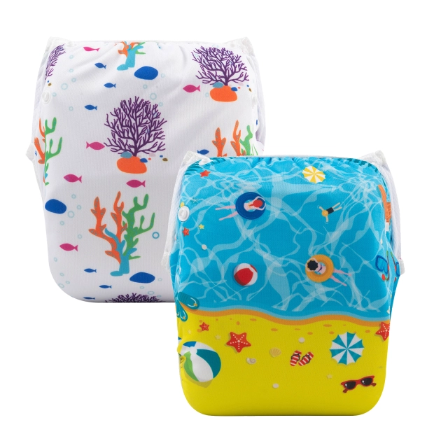 (All packs)ALVABABY 2PCS Printed Swim Diapers