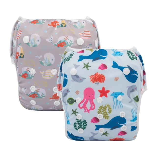 (All packs)ALVABABY 2PCS Printed Swim Diapers