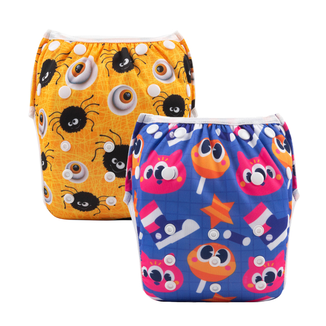 (All packs)ALVABABY 2PCS Printed Swim Diapers