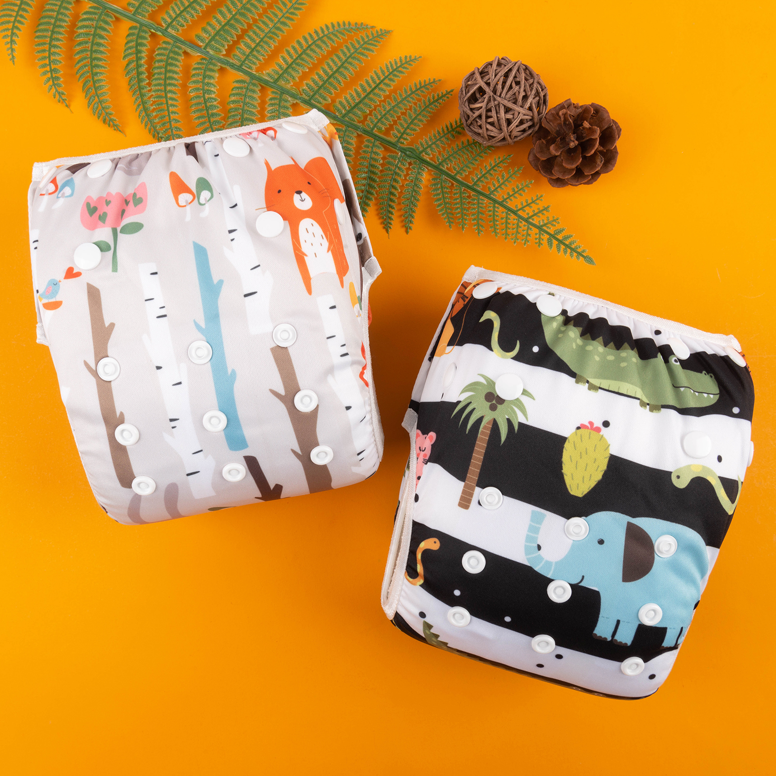 ALVABABY 2PCS Reusable Swim Diaper - Adjustable One Size Swimwear for Infants & Toddlers (2SW-WZ17)