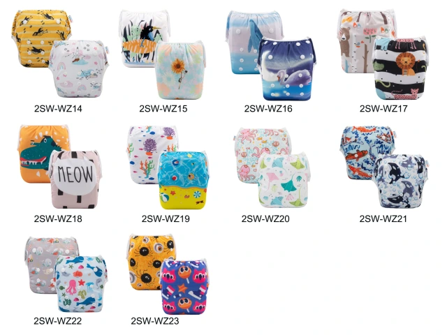 (All packs)ALVABABY 2PCS Printed Swim Diapers