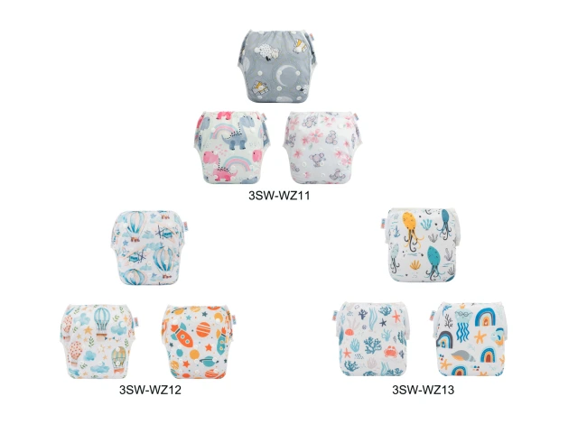 (All packs)ALVABABY 2PCS Printed Swim Diapers