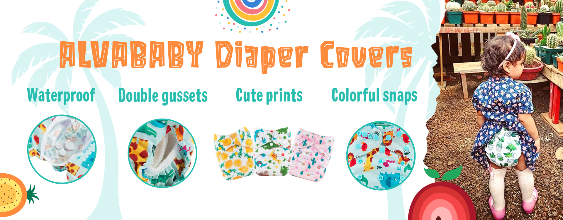 (All patterns) ALVABABY Reusable Cloth Diaper Covers with Double Gussets  One Size