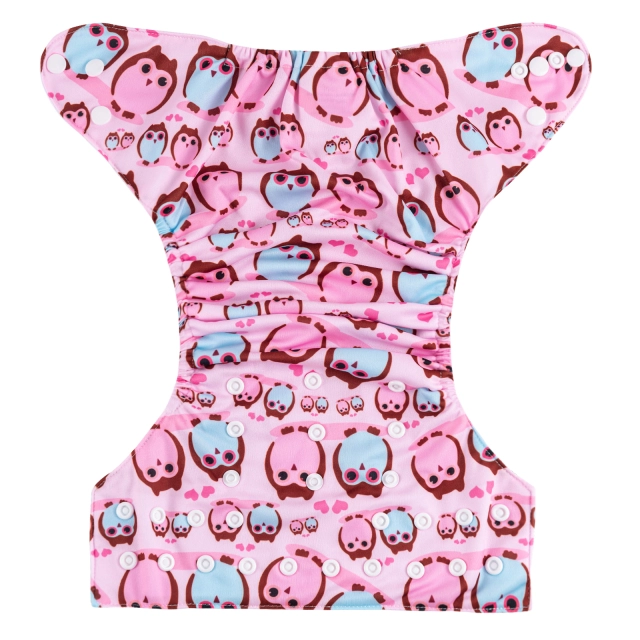 ALVABABY One Size Positioning Printed Cloth Diaper-Owl(YDP150A)