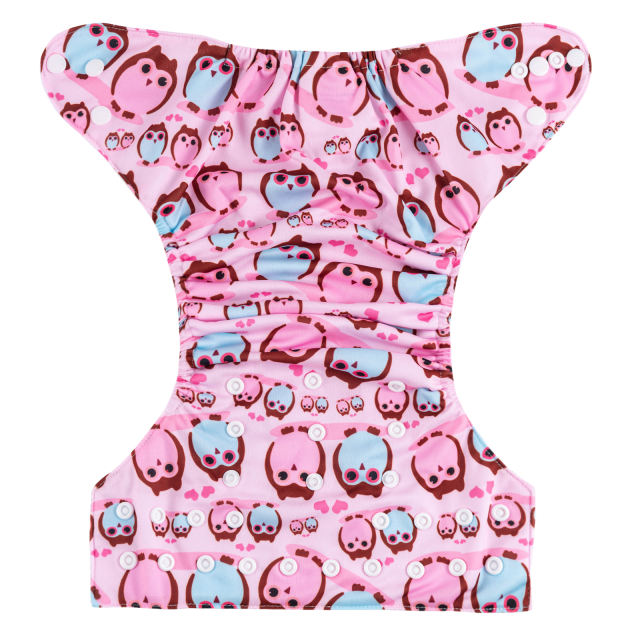 ALVABABY One Size Positioning Printed Cloth Diaper-Owl(YDP150A)