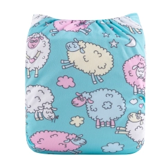 ALVABABY One Size Positioning Printed Cloth Diaper-Sheeps(YDP153A)