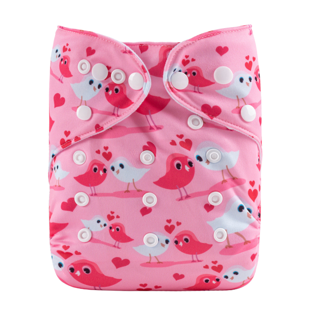 ALVABABY One Size Positioning Printed Cloth Diaper-Birds(YDP151A)