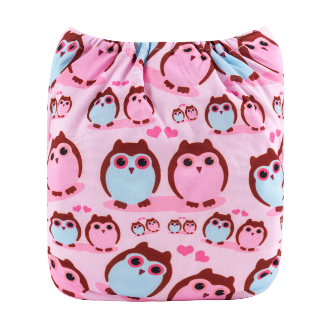 ALVABABY One Size Positioning Printed Cloth Diaper-Owl(YDP150A)